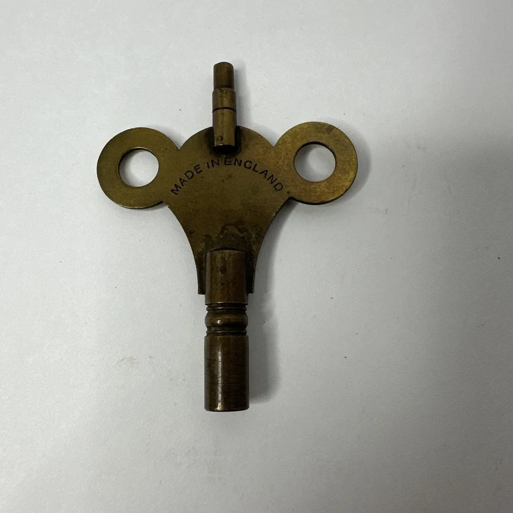 Antique Brass Clock Winding Key Made In England 1920s Mantel Wall Clock Key
